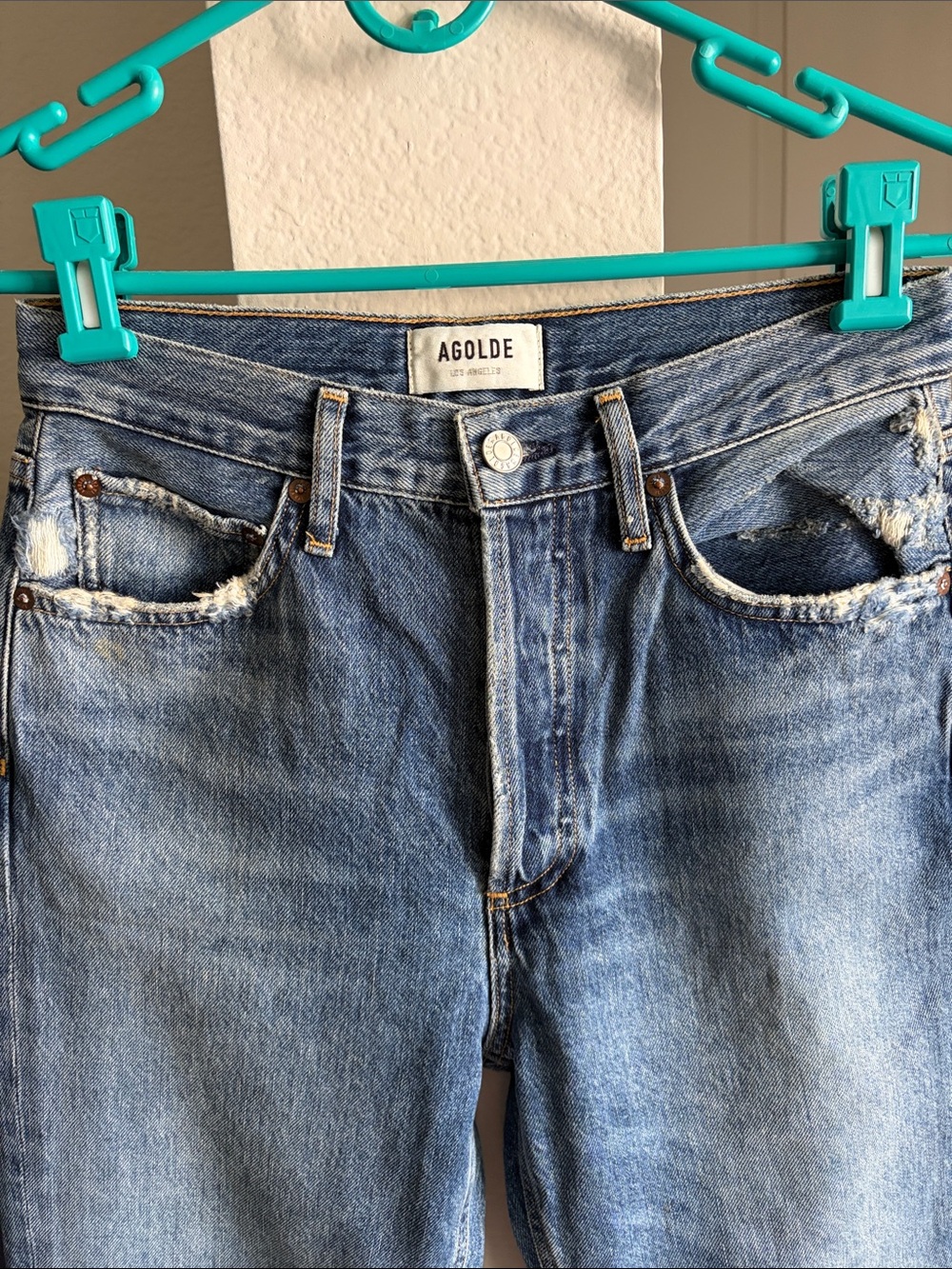 Agolde Vintage Light Blue Straight Jeans - Picture 2 of 4